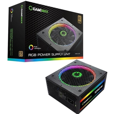 GameMax ARGB 1050W PSU 140mm Fan with ARGB LEDs 80 PLUS Gold Fully Modular - Black GameMax ARGB 1050W PSU 140mm Fan with ARGB LEDs 80 PLUS Gold Fully Modular - Black
